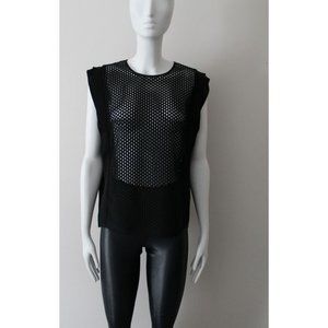 Sandro Exhalte Sheer Side Mesh Top in Black Size 2 Sleeveless